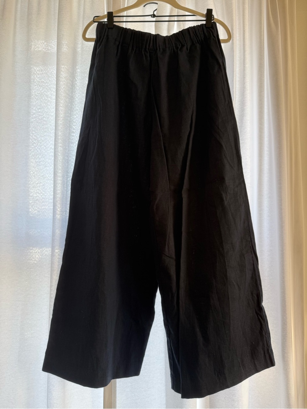 100% Linen Handmade Wide Leg Pants - Navy Blue - Made by Celeste